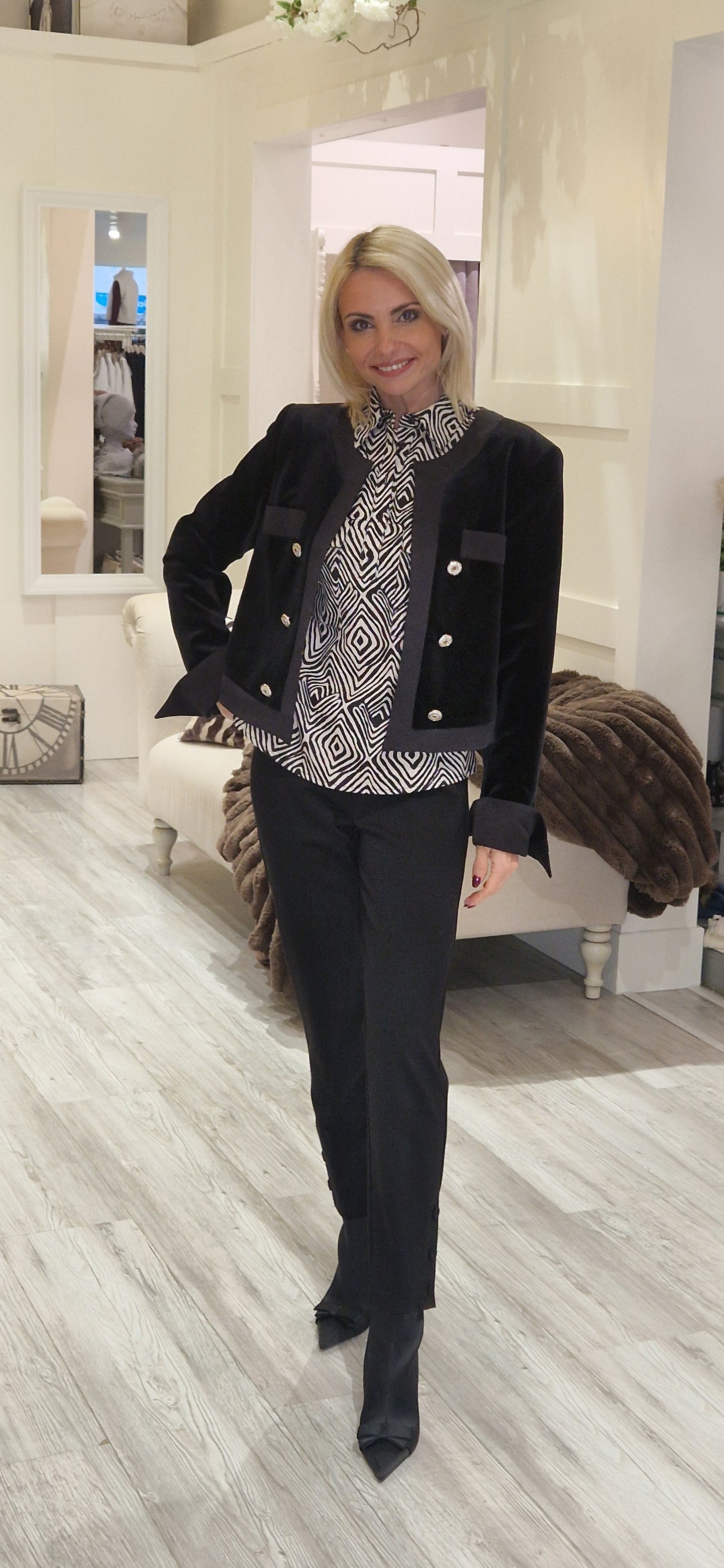Black & Beige Contentric Diamond Shirt