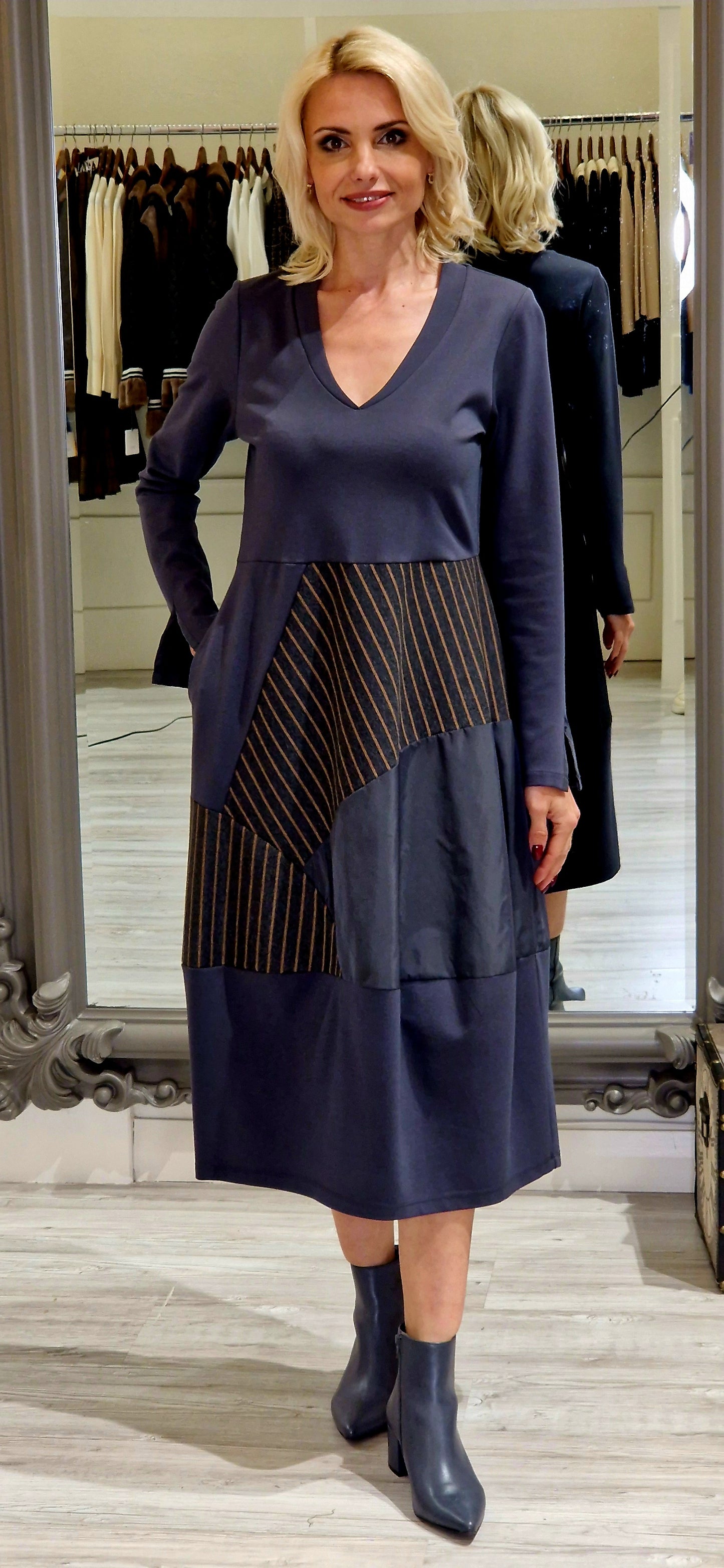 Grey Pinstripe Dress