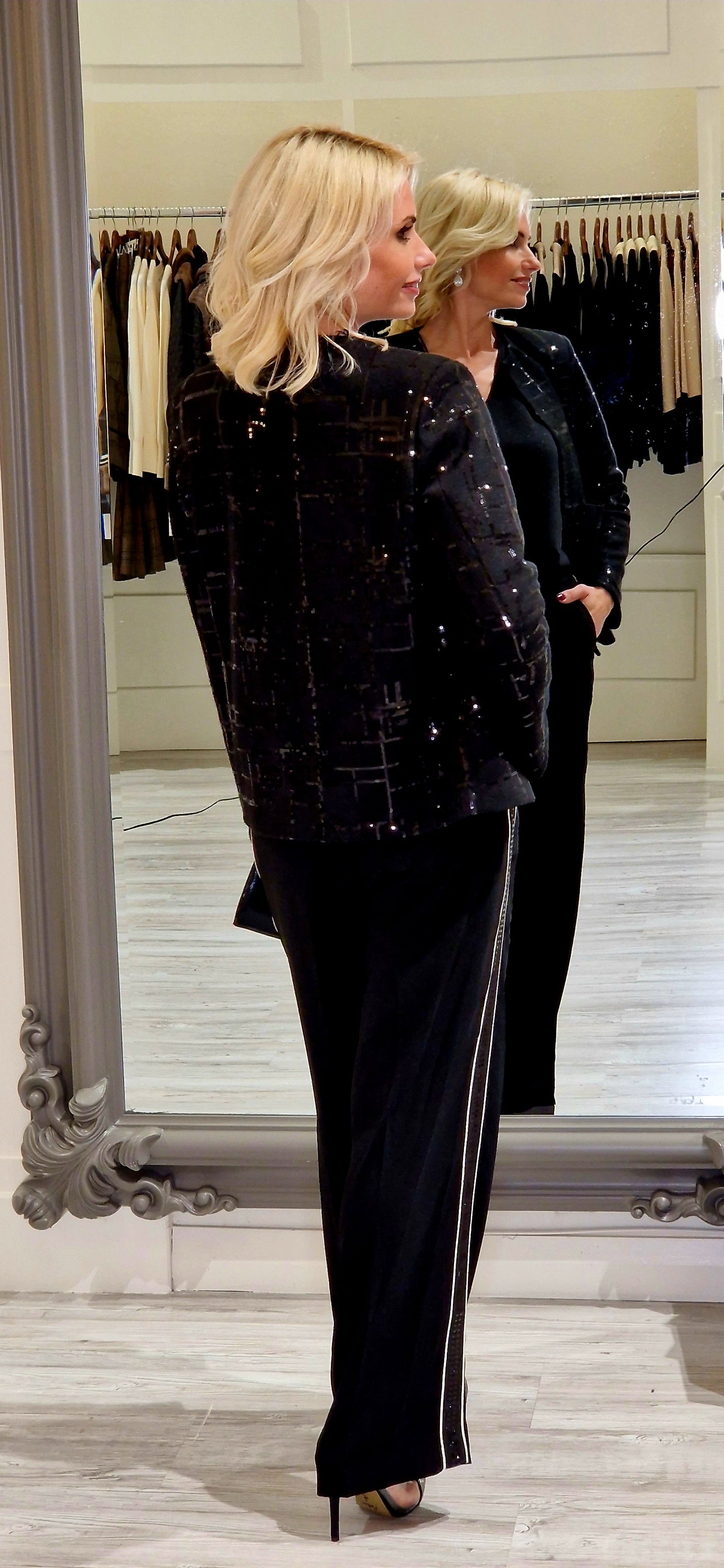 Black Embellished Trim Trouser