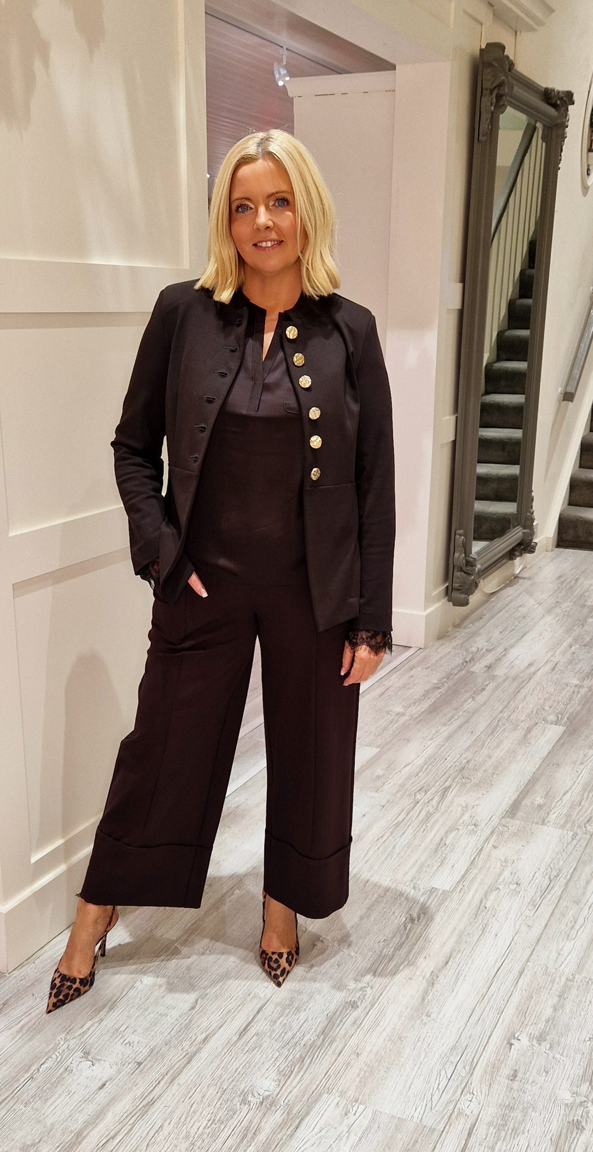 Navy Turn Up Trouser