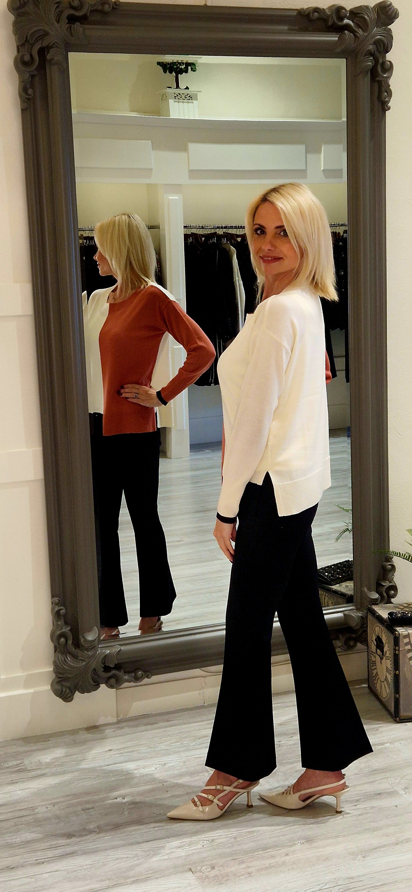 Two-tone Block Sweater With Contrast