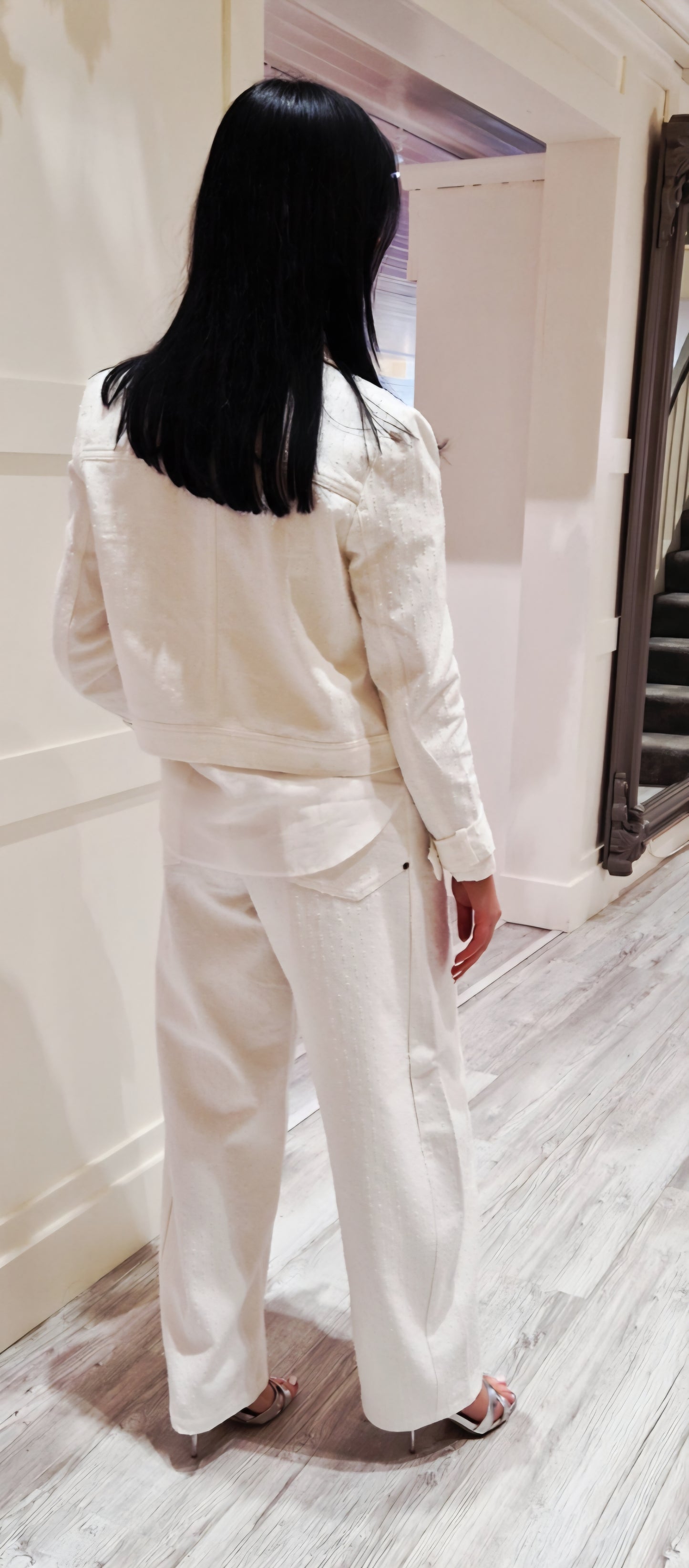 Cream Structure Trousers