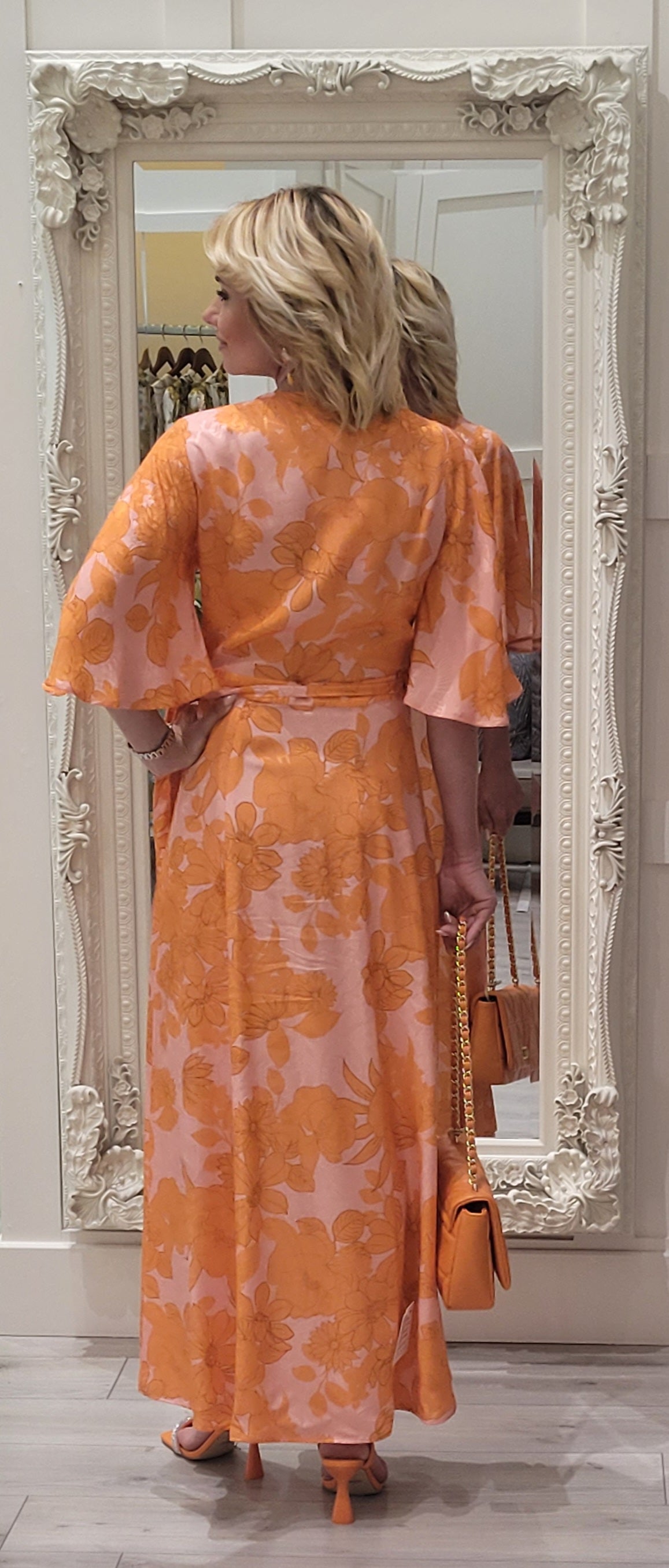 Orange and Pink Wrap Dress