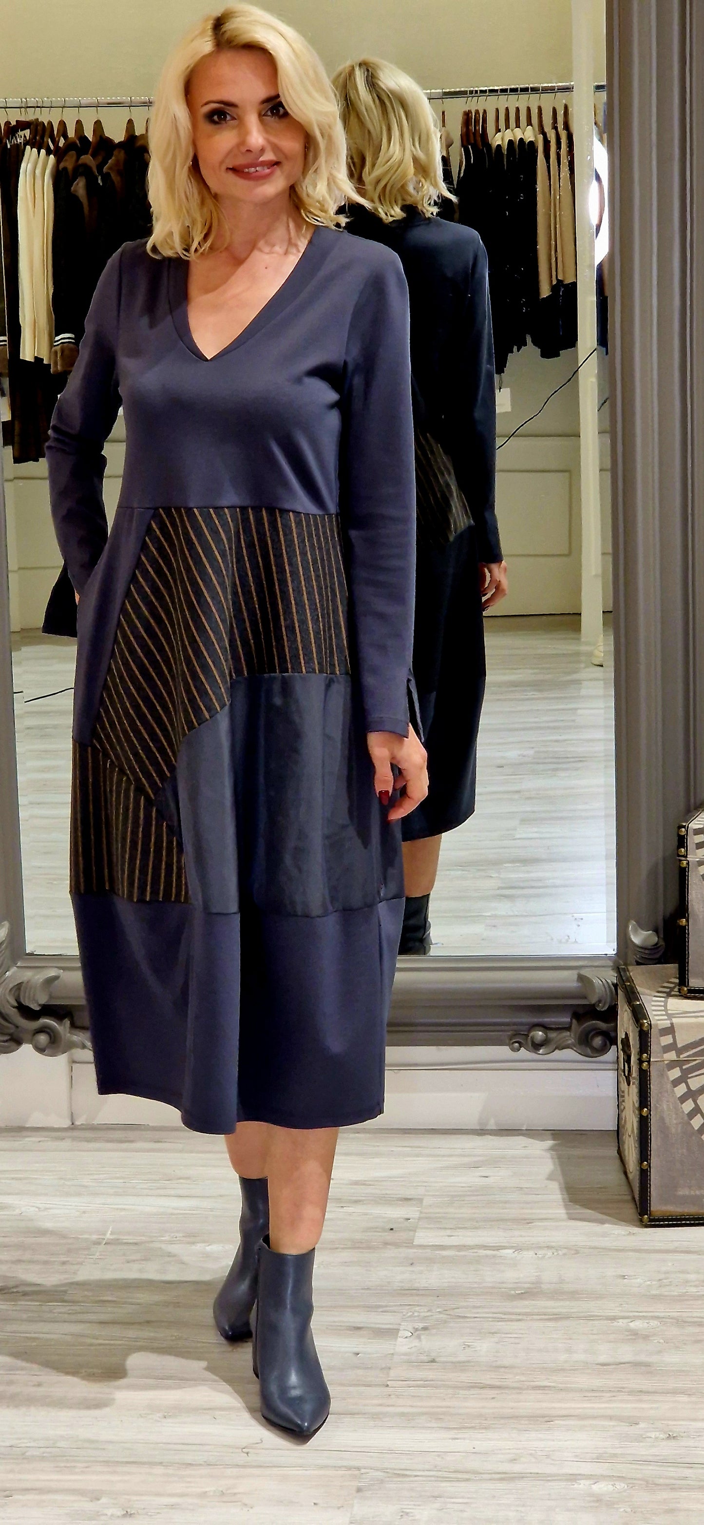 Grey Pinstripe Dress