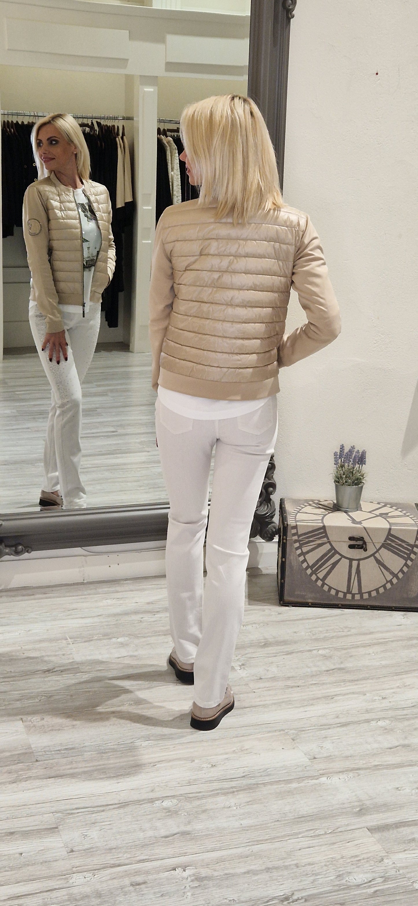 Cinnamon Quilted Jacket With Neoprene