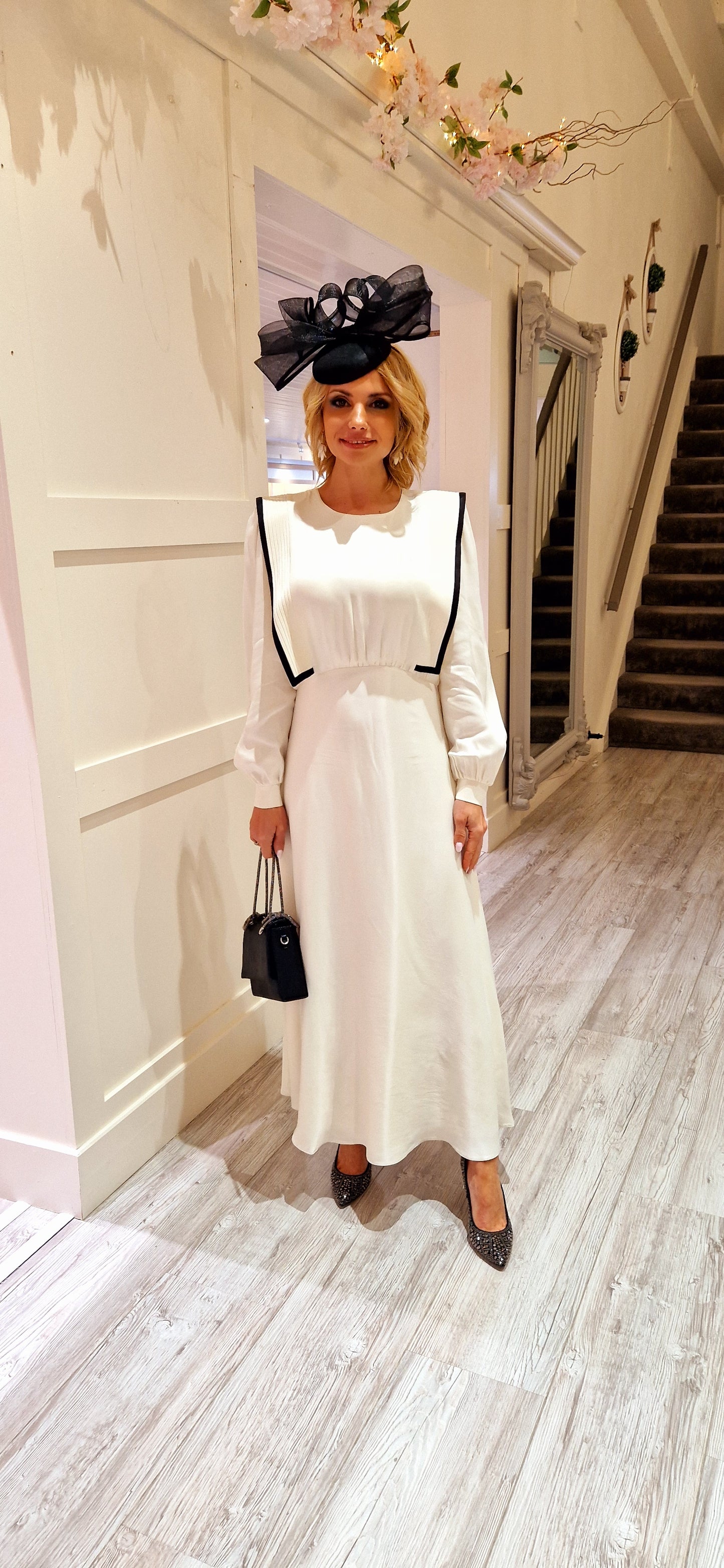 Cream Monochrome Midi Dress