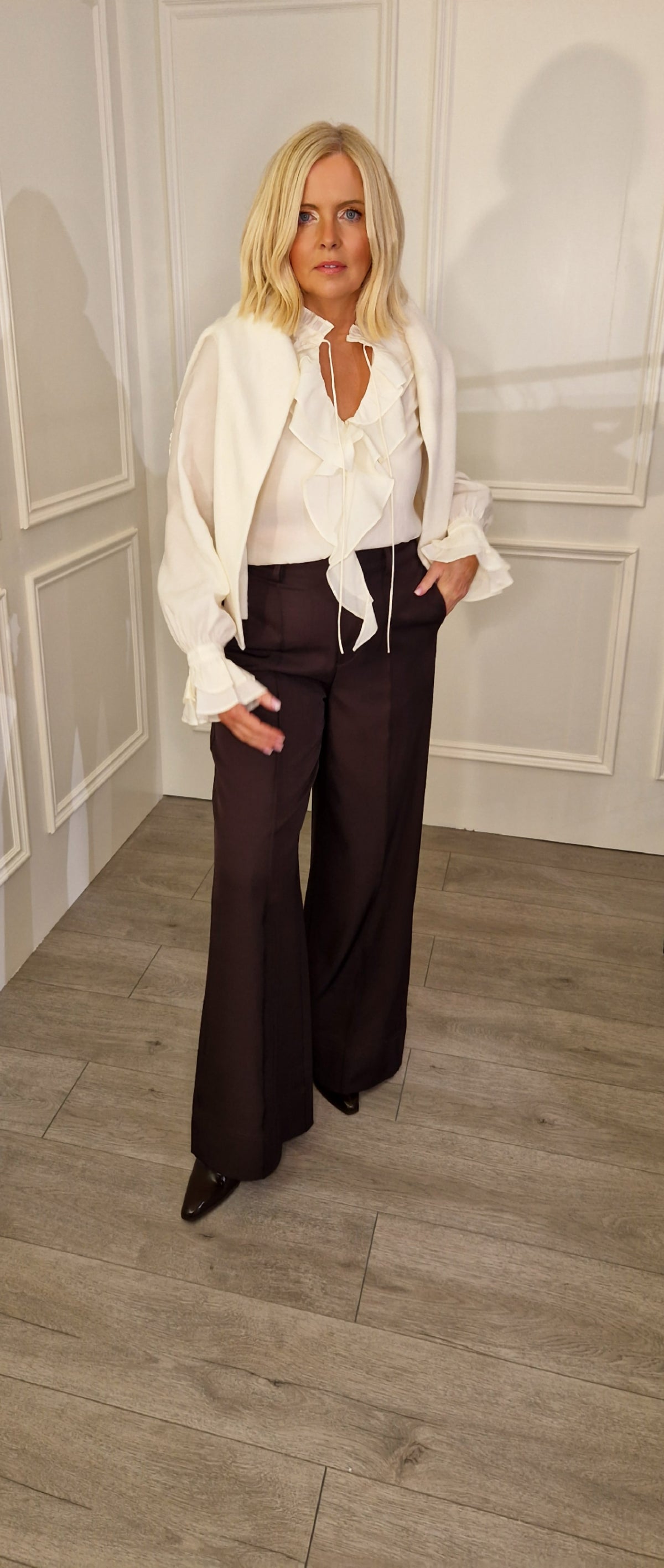 Cream Ruffle Blouse