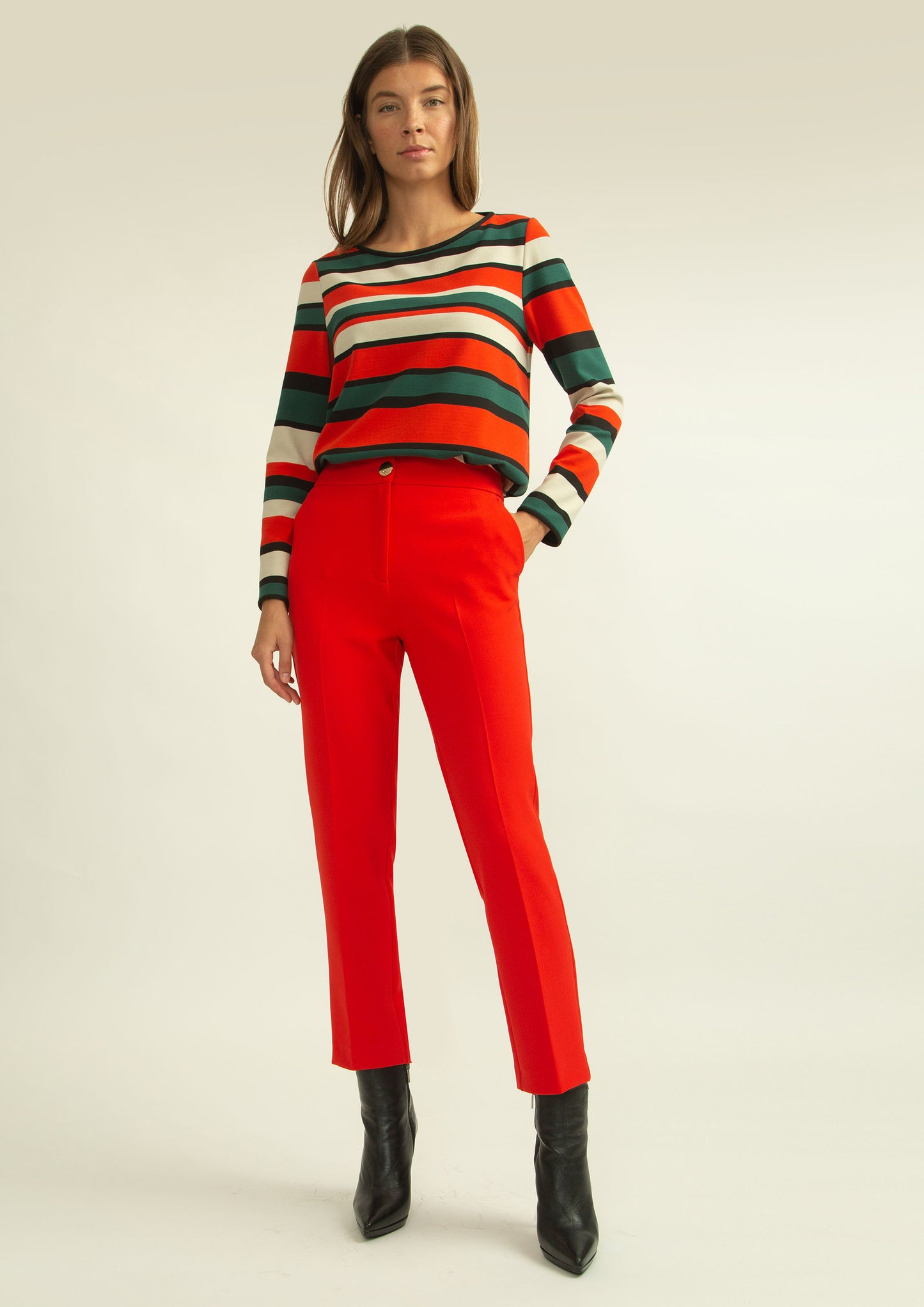 Red Straight Trousers