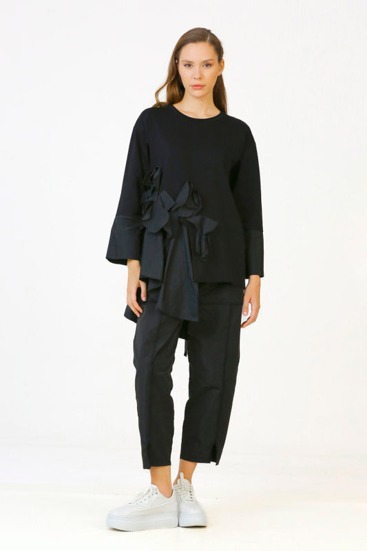 Black Top With Satin Detail