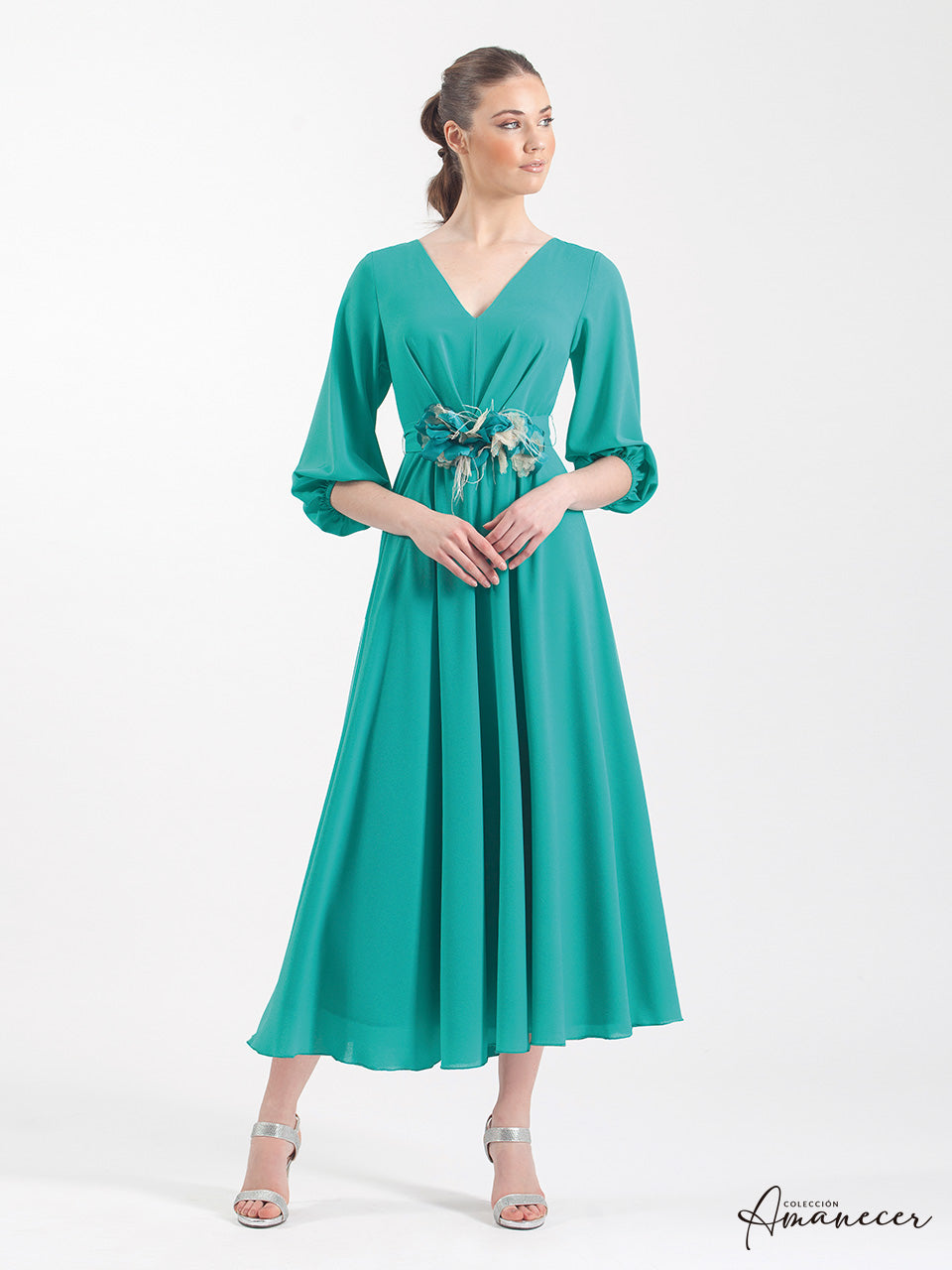 Kiara Green Chiffon Dress