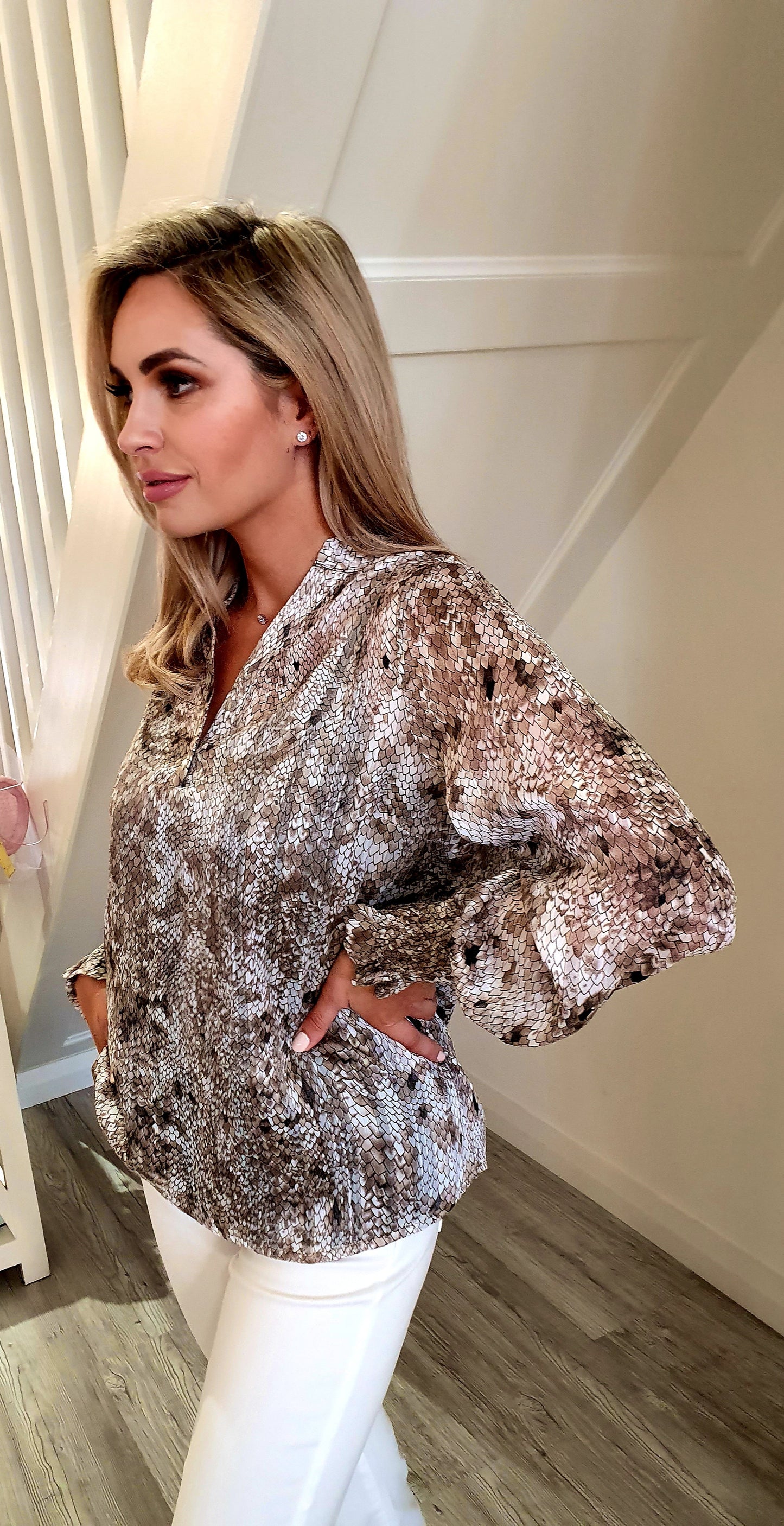 Snake Print Long Sleeved Blouse