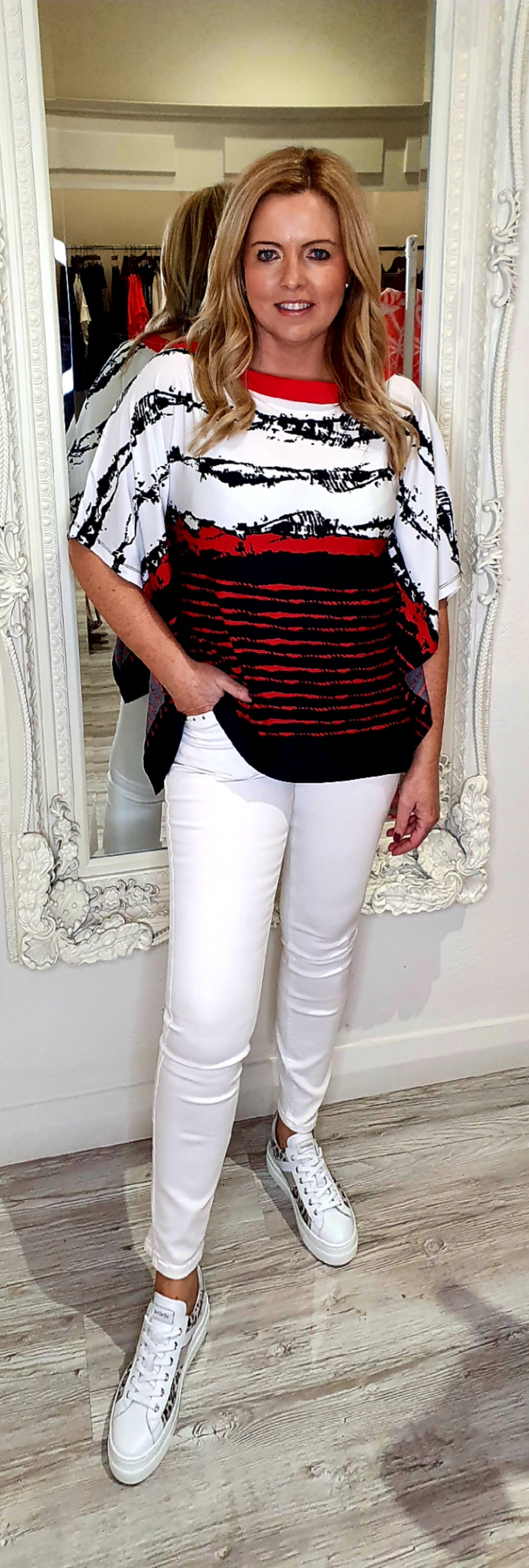 Red/White/Navy Nautical Cape Style Top