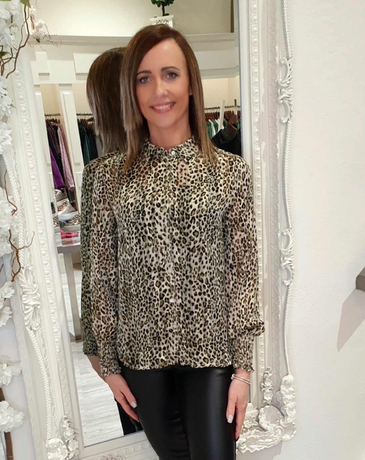 Green Animal Print Top