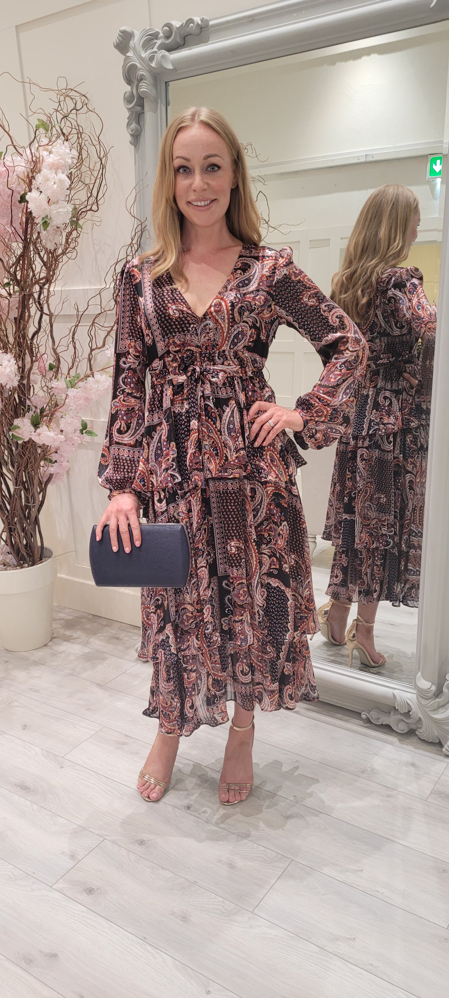 Nerve Black Paisley Printed Dress