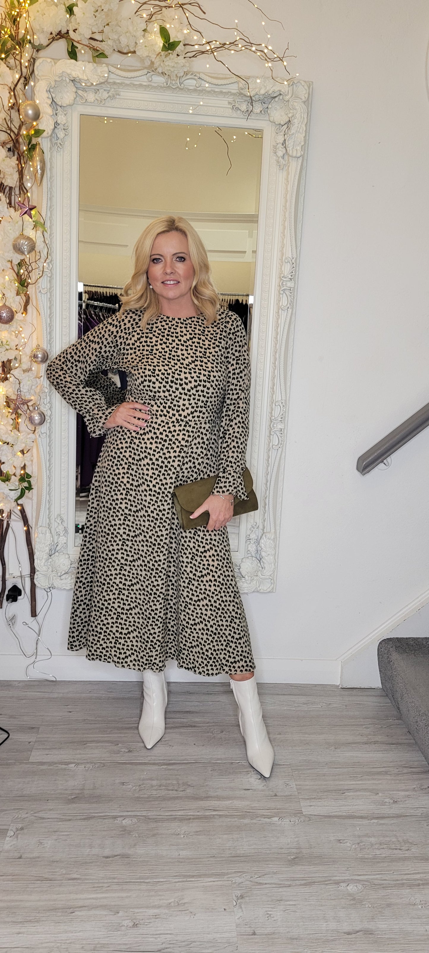 Hush Green/Beige Printed Dress