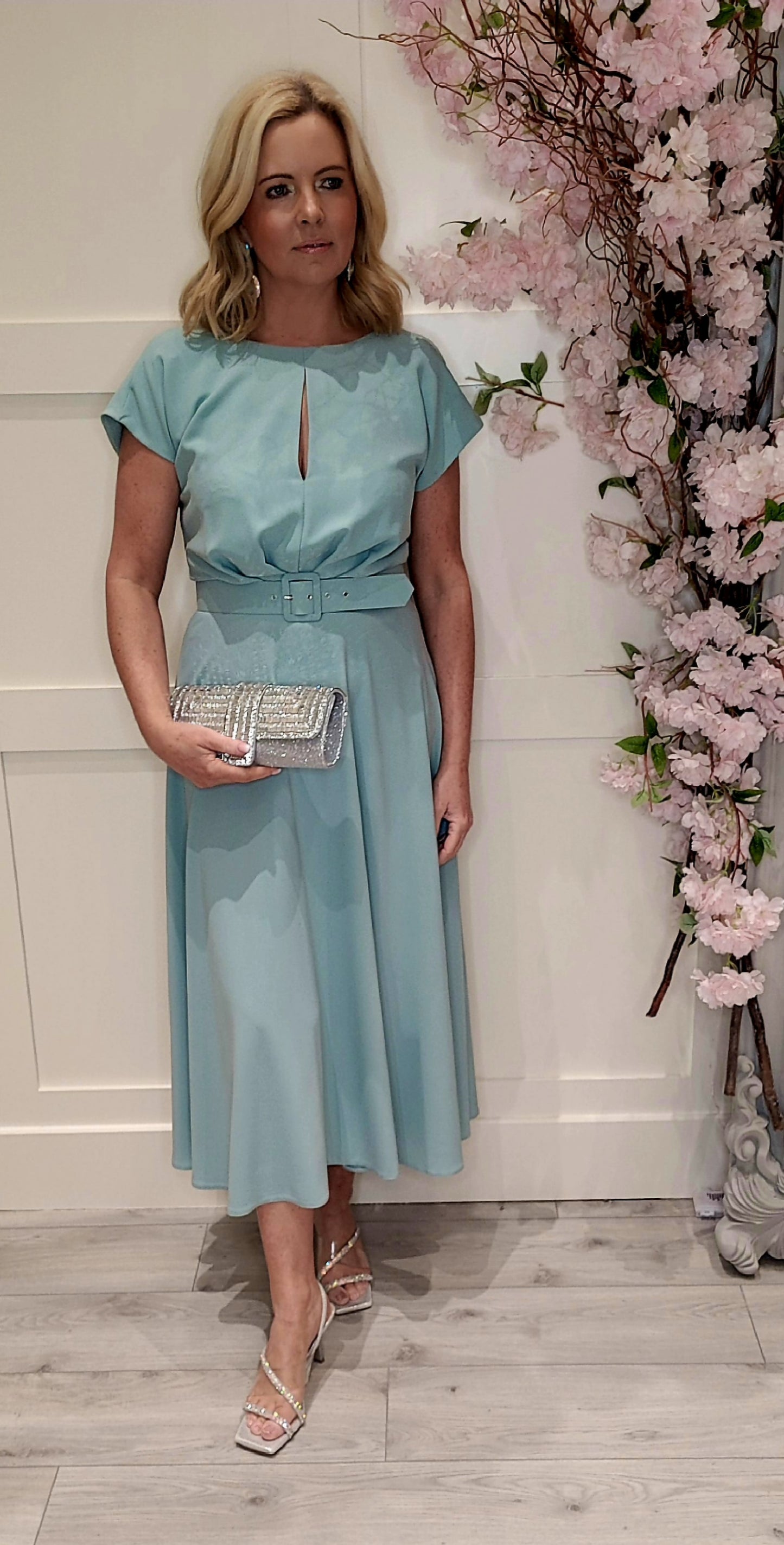 Megan Sage Green Midi Dress