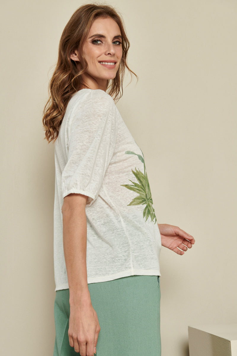 Cream Top Floral Print