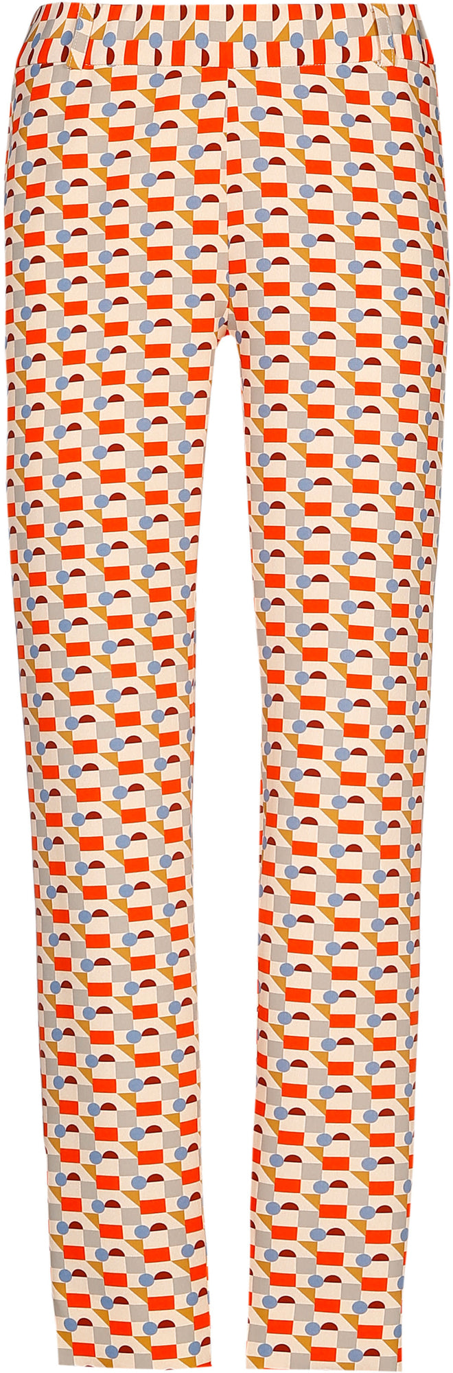Cream Blue & orange Print Trousers