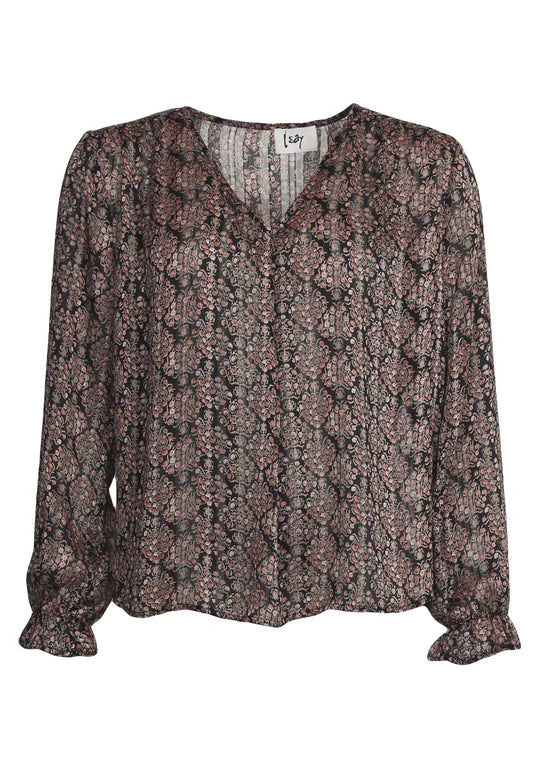 Pink And Black print Delta Top