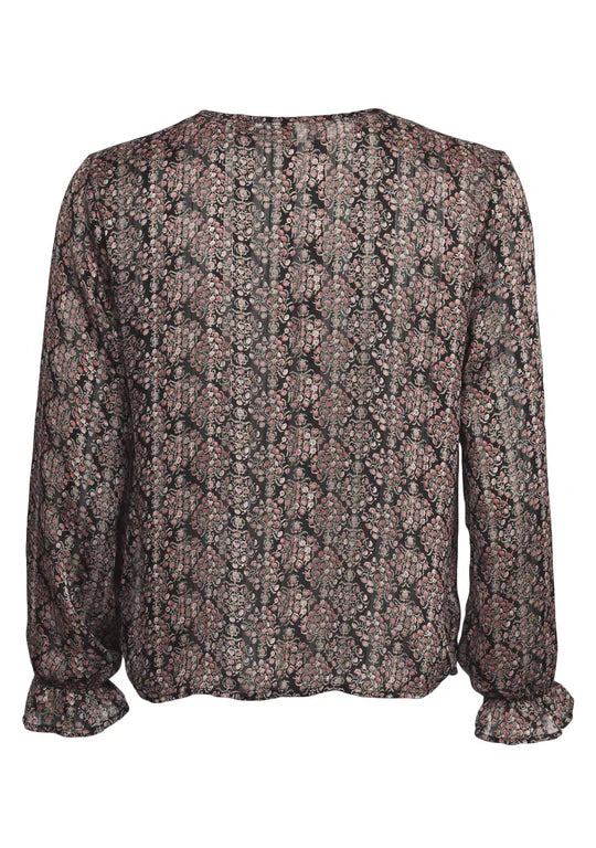 Pink And Black print Delta Top