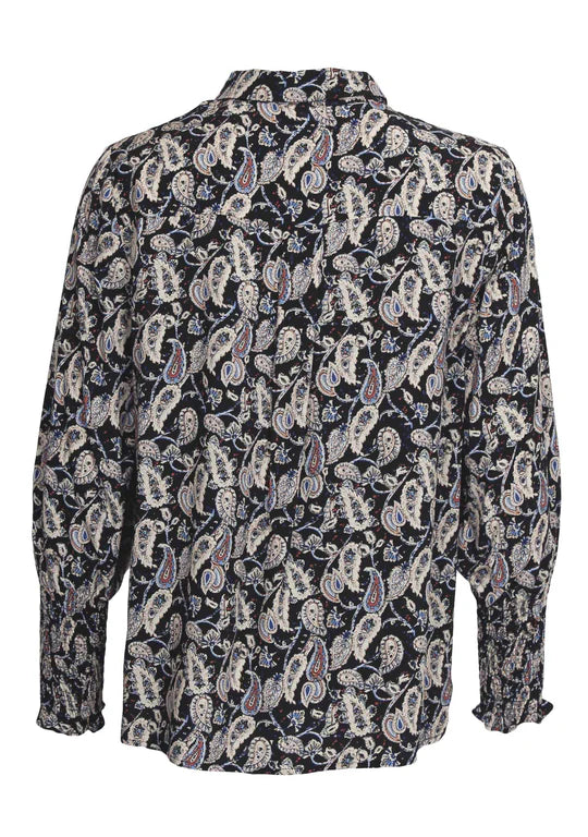 Navy Paisley Print Gyta Top