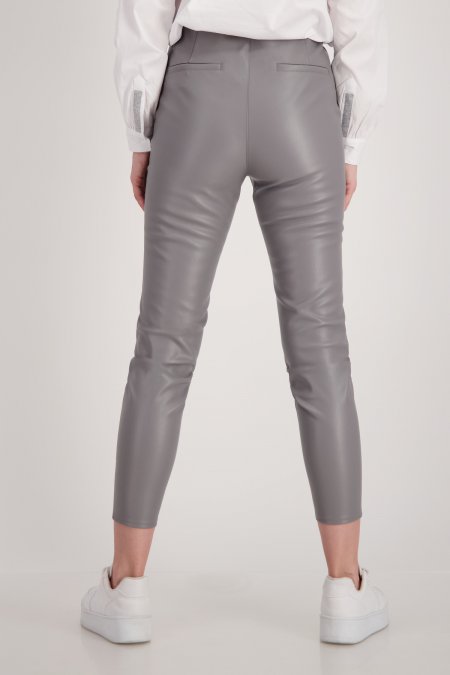 Grey Leather Look Pants