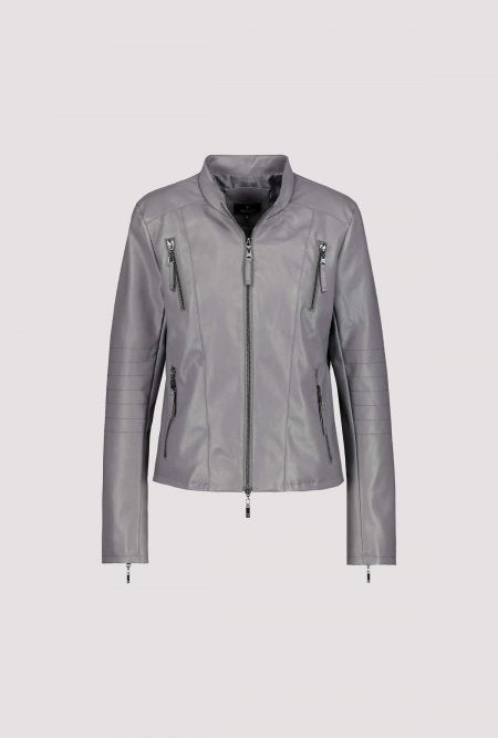 Grey Leather Look Jacket