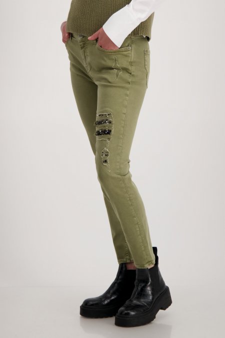 Khaki Jeans with Sequins
