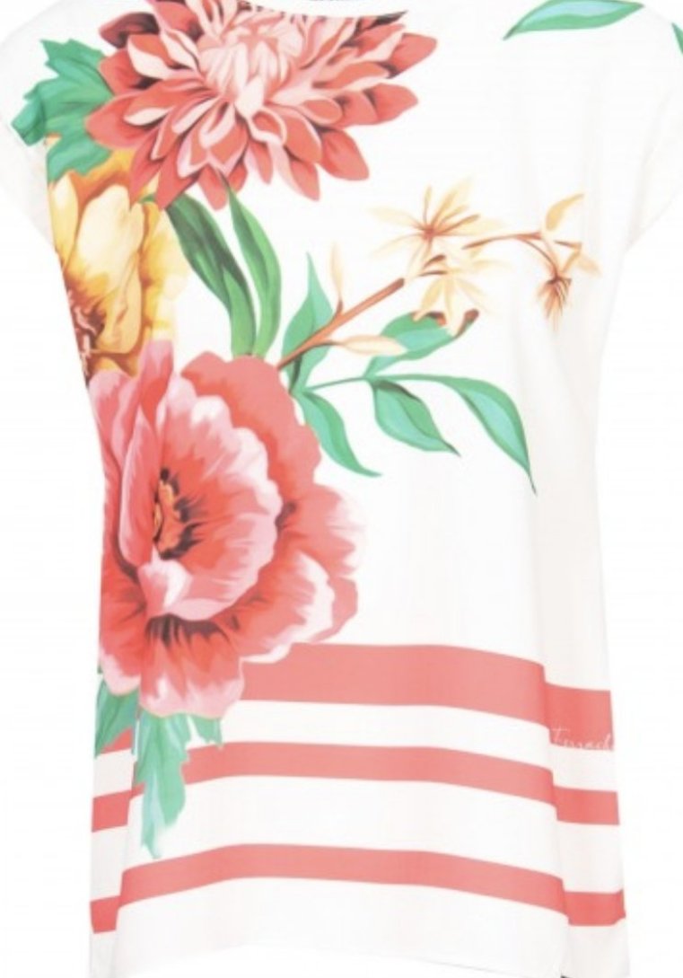 Cream Summer top with Flower Detail