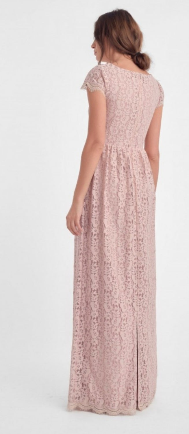 Kayla Blush Pink Lace long Dress