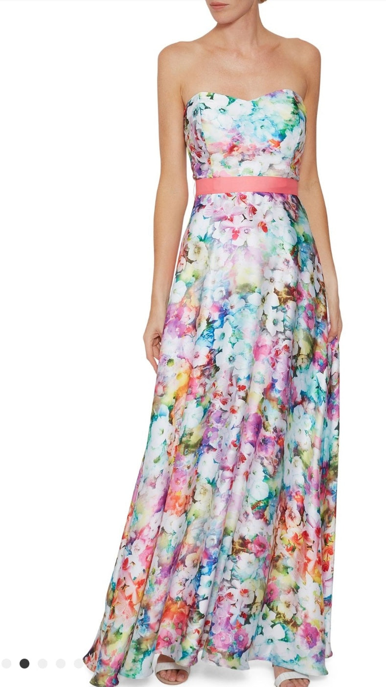Satin Floral Maxi Dress