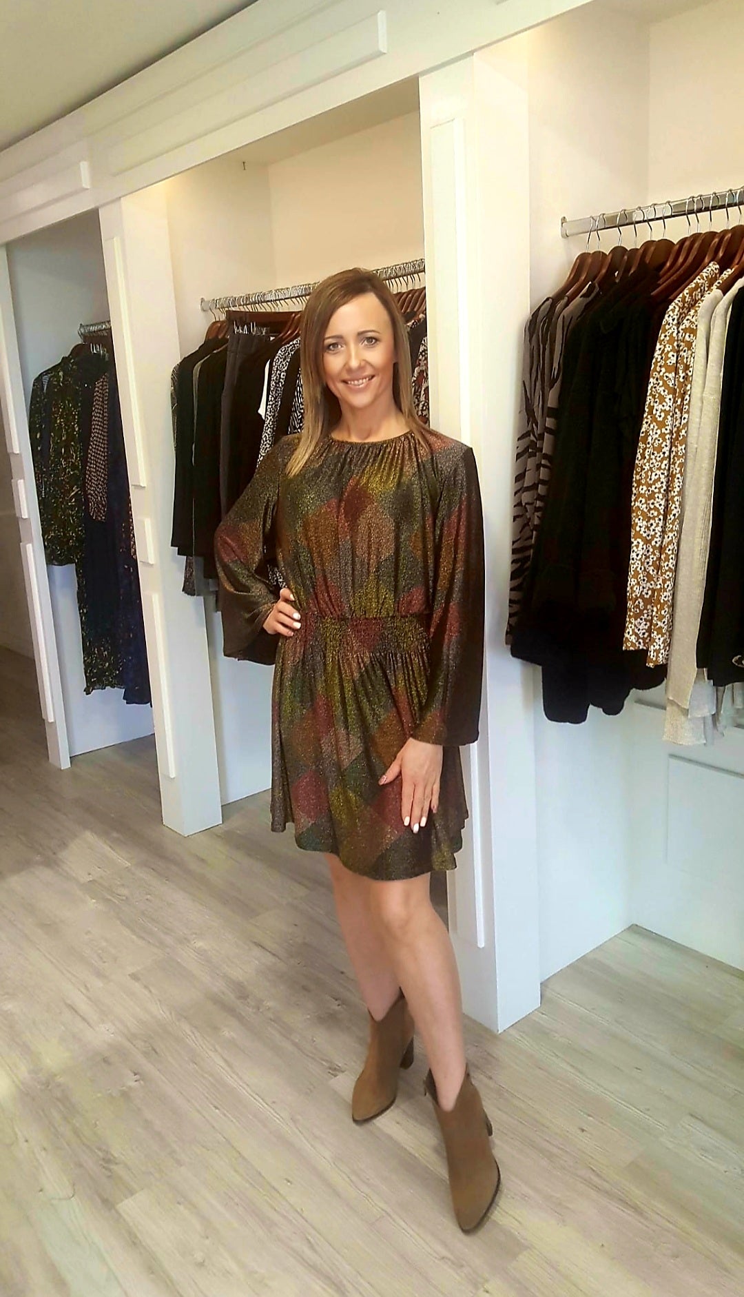 Mellow Shimmer Multi Colour Dress With Elastic Waist