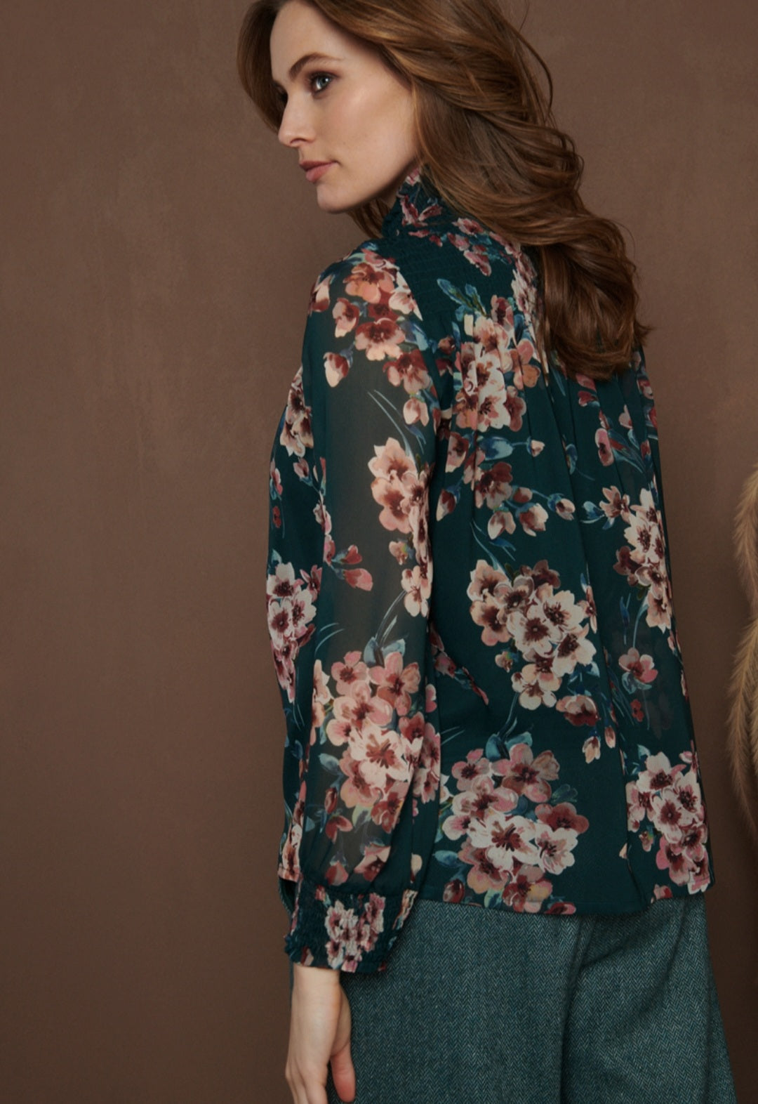 Moss Green Print Blouse