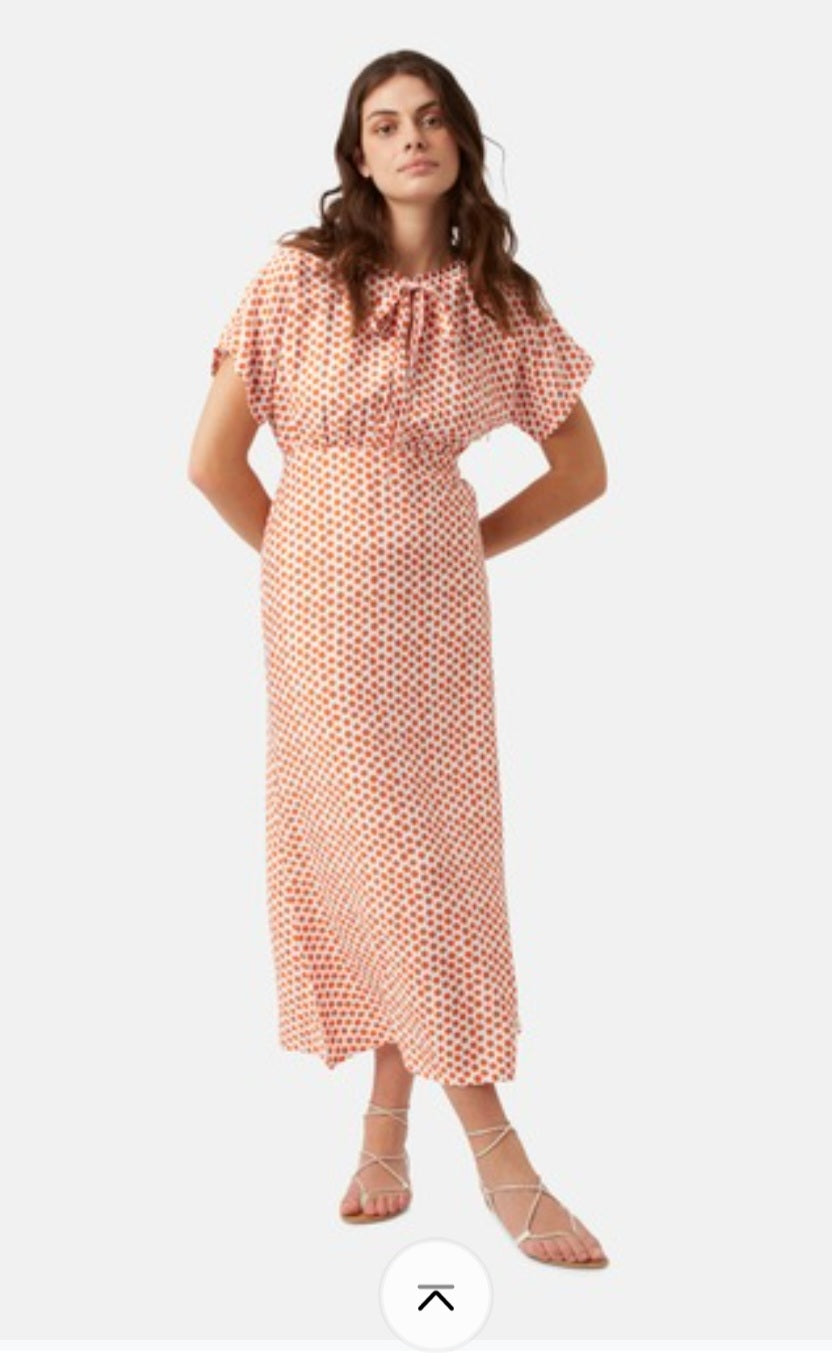 Lenu Orange Polka Dot Midi Dress