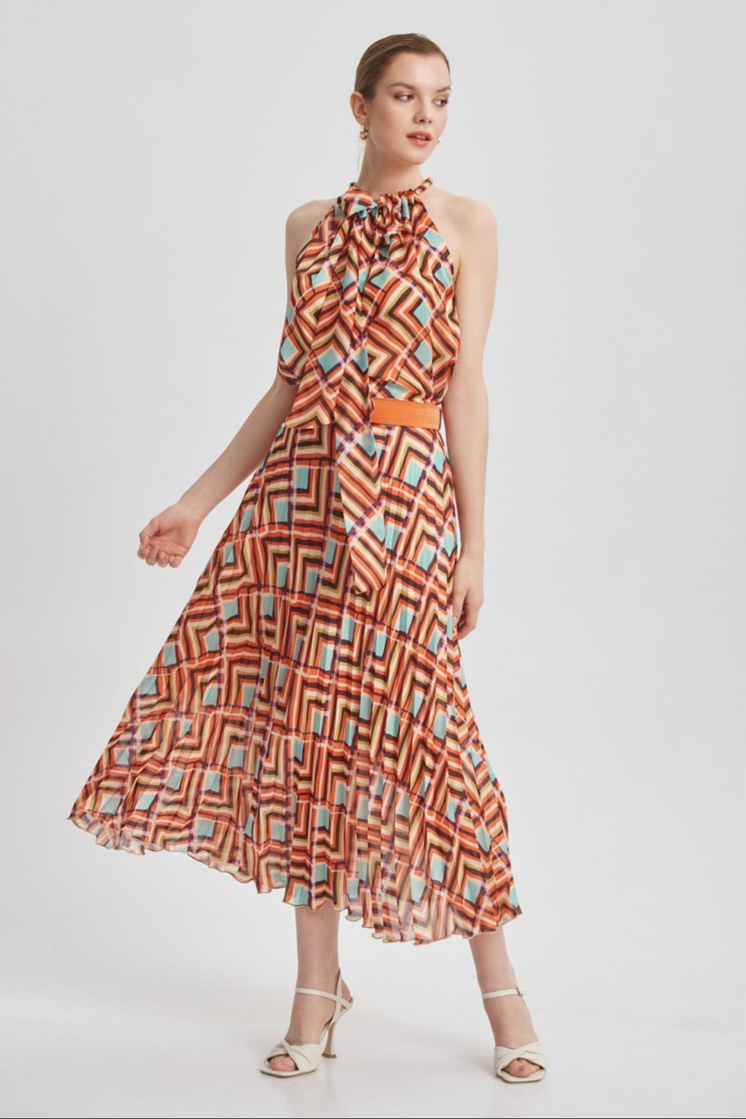 Orange Printed Skirt