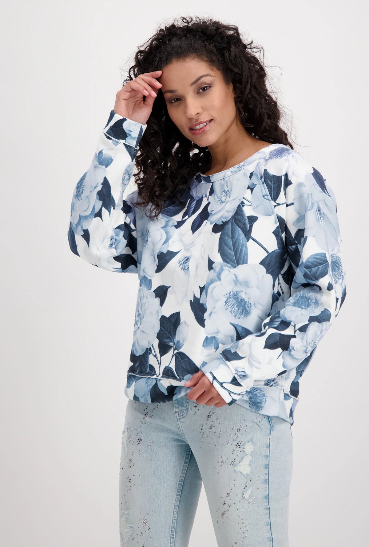 Blue And White Flower Top