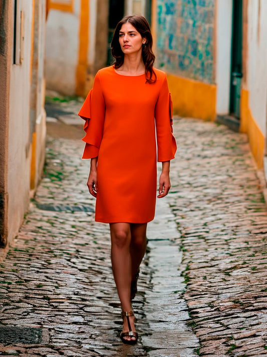 Rust Midi Dress