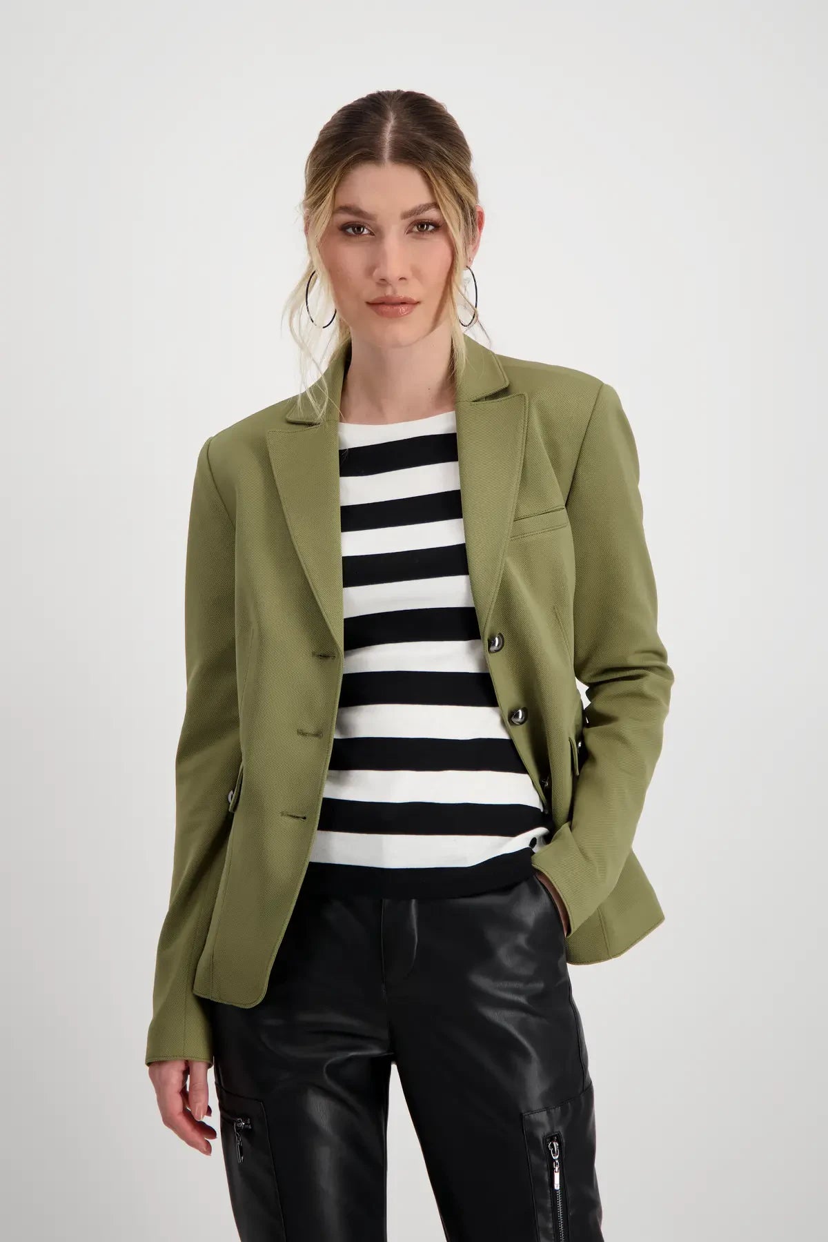 Khaki Green Lapel Collar Blazer