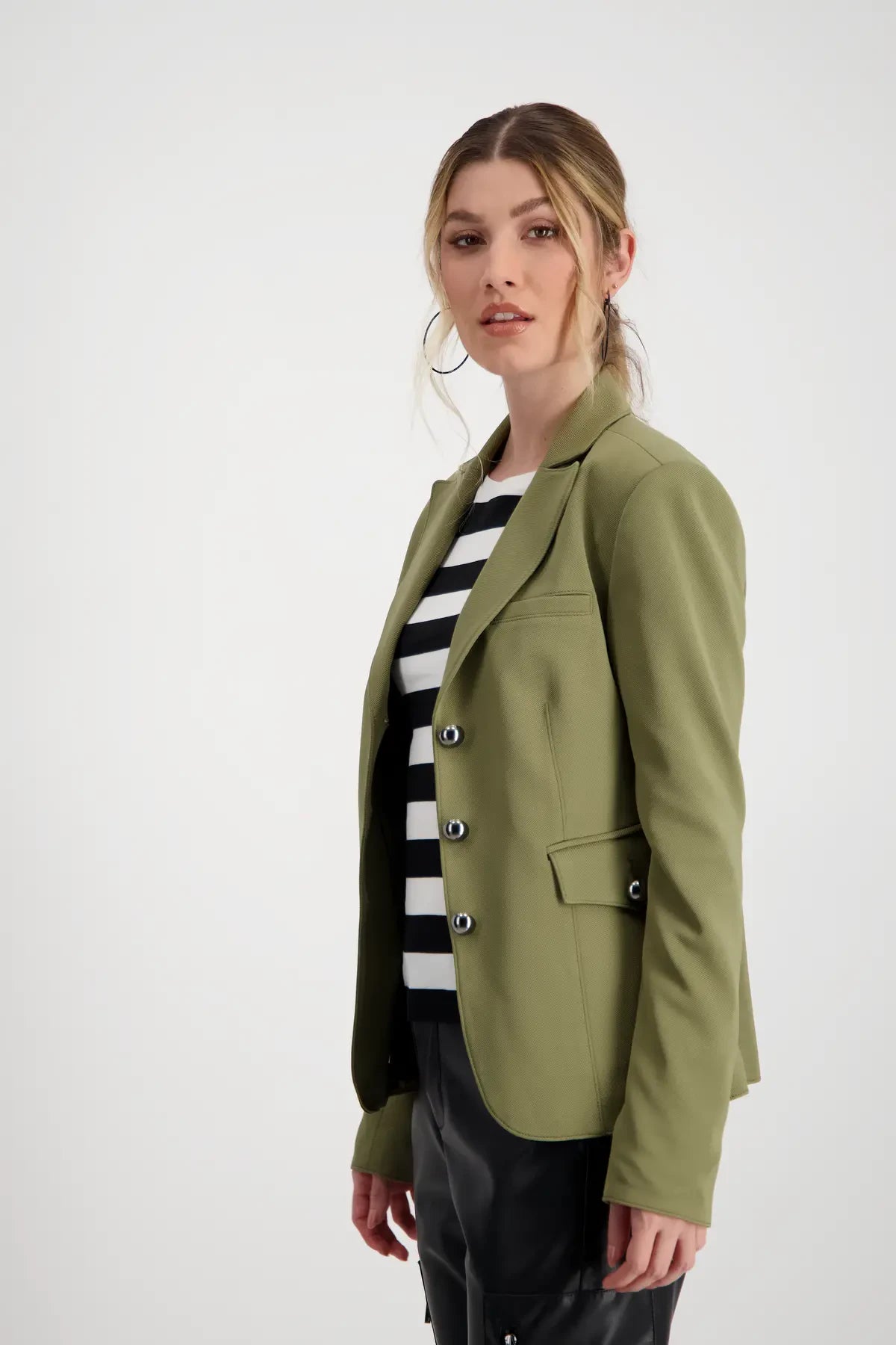 Khaki Green Lapel Collar Blazer