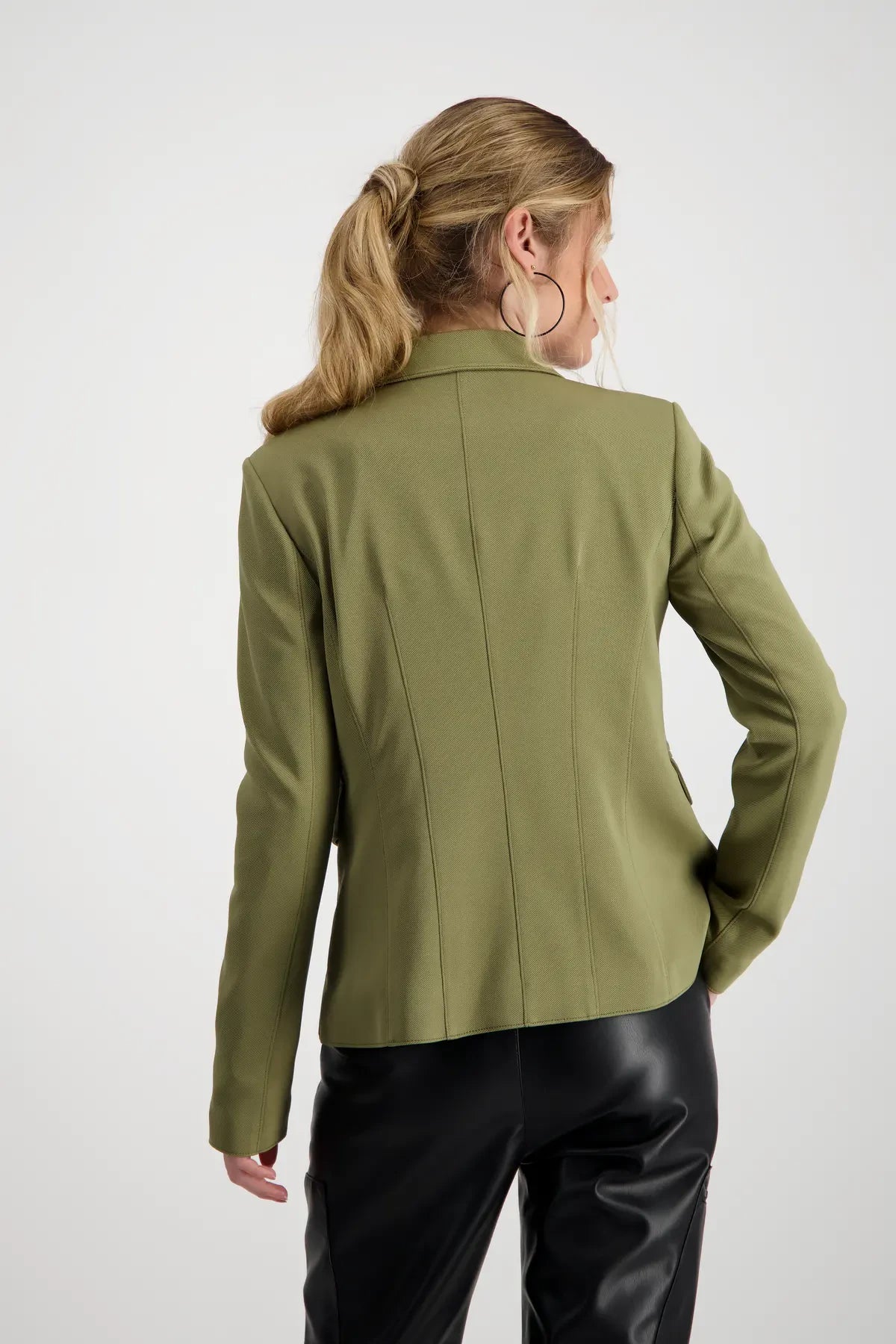 Khaki Green Lapel Collar Blazer