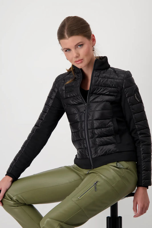 Black Quilted Jacket With Neoprene