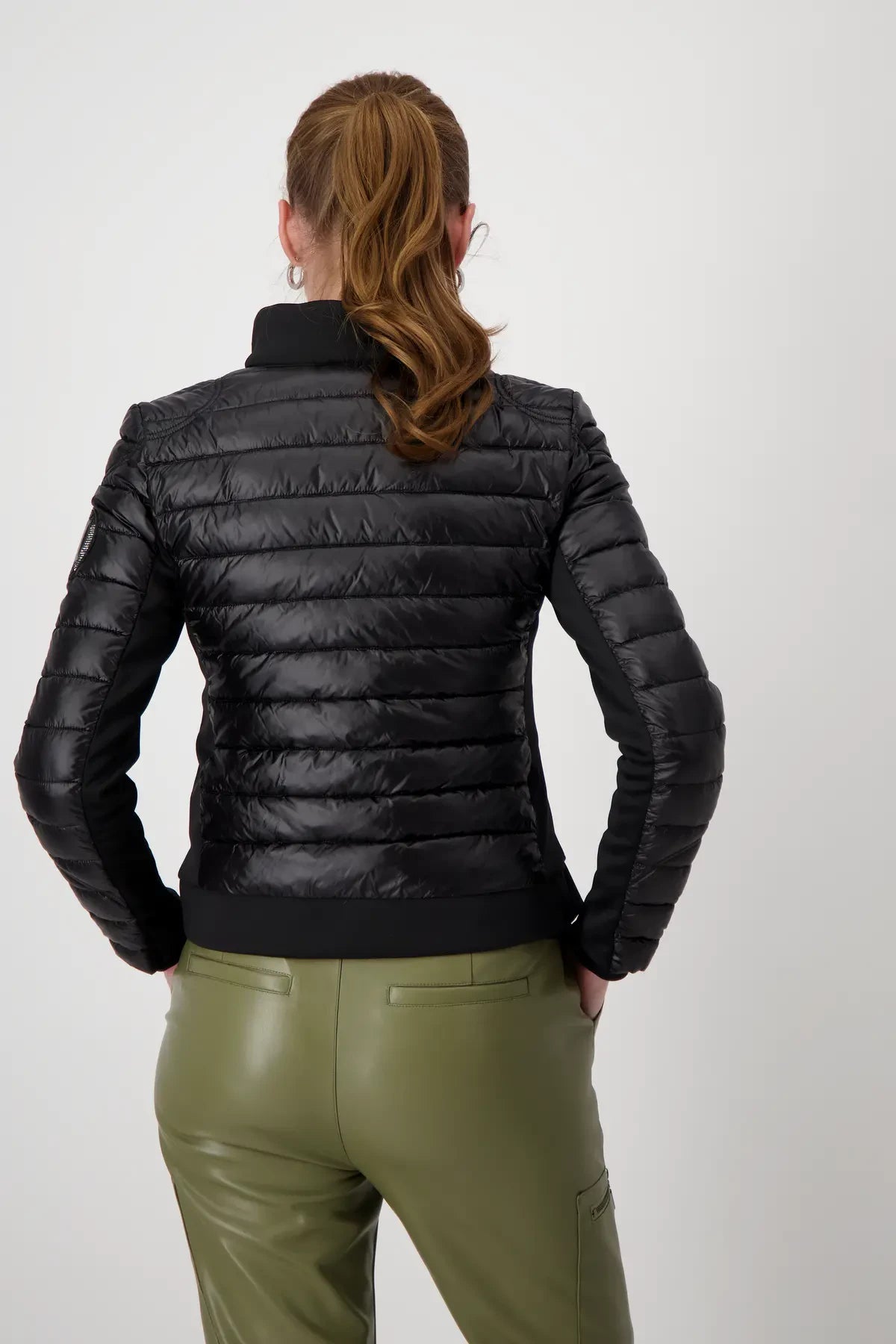 Black Quilted Jacket With Neoprene