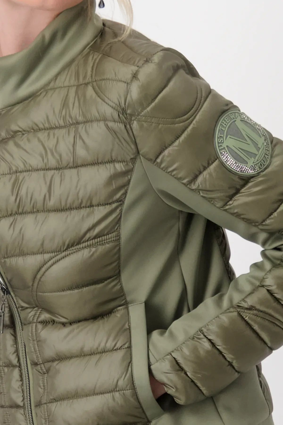 Green Quilted Jacket With Neoprene