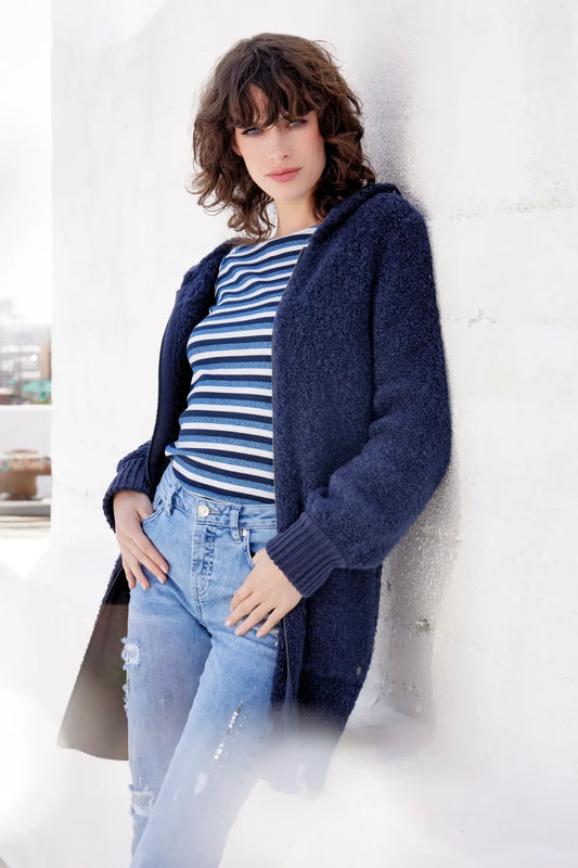 Navy Knit Long Jacket