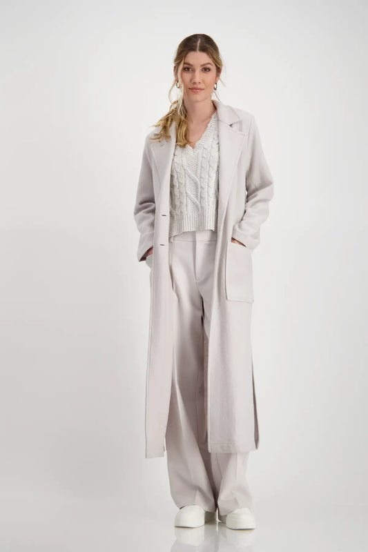 Stone Long Boiled Wool Coat