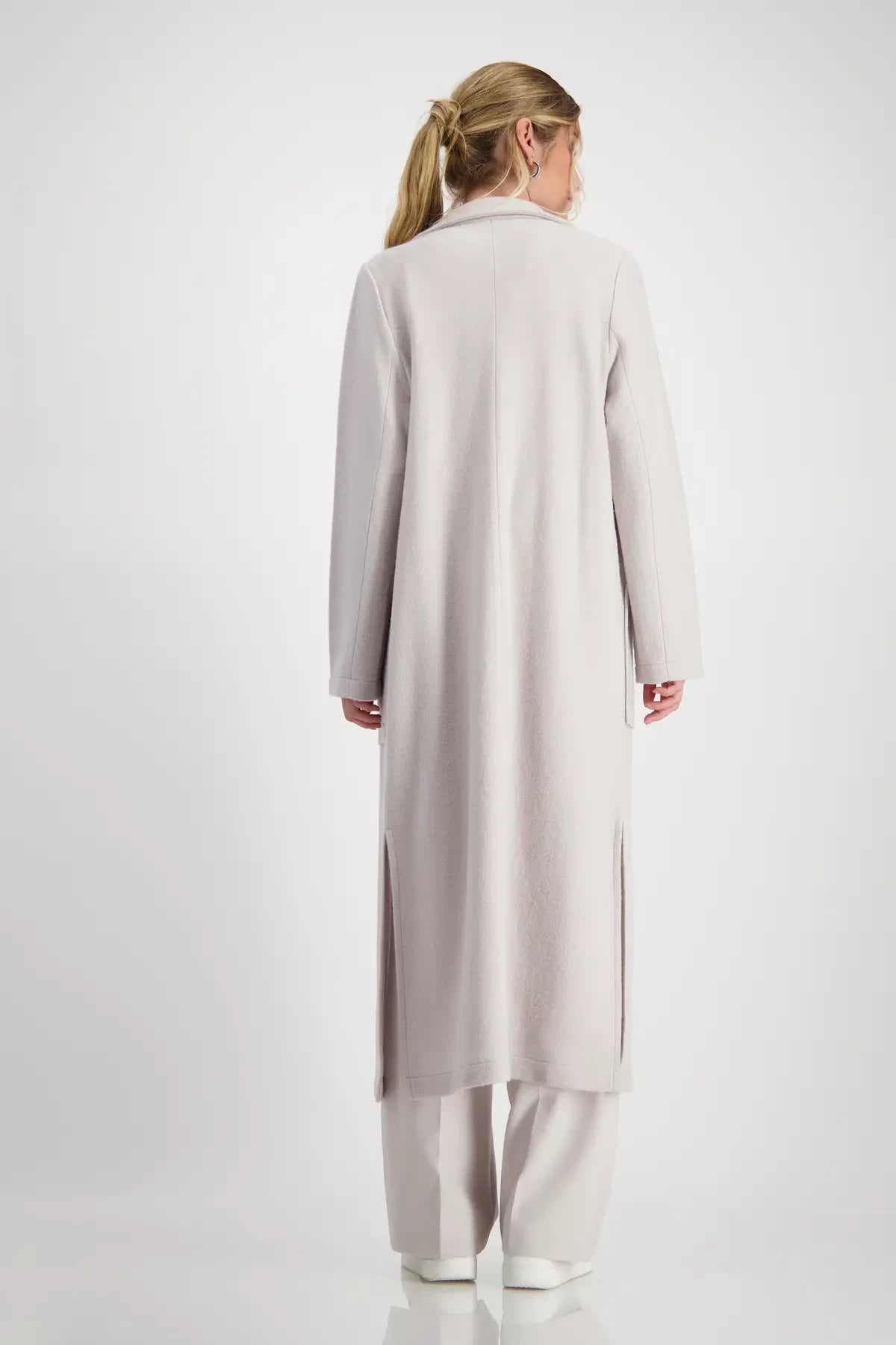 Stone Long Boiled Wool Coat