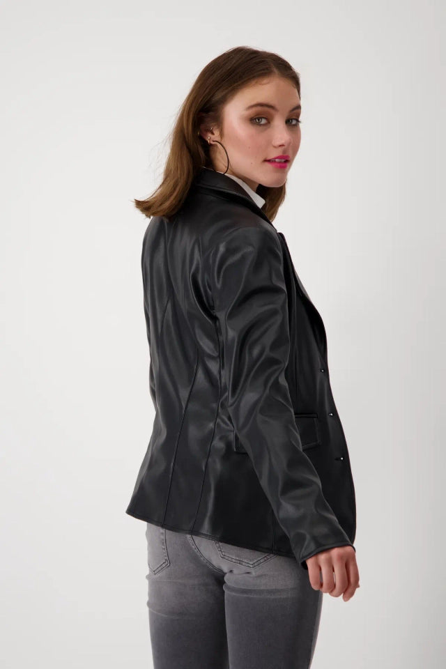 Black Leather Look Blazer