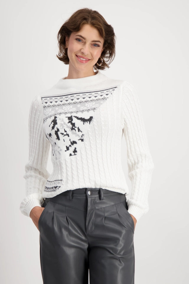 Cream Knit Jumper With Pattern