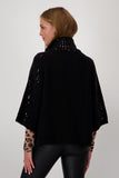 Black Knit Cape Cardigan With Sequins