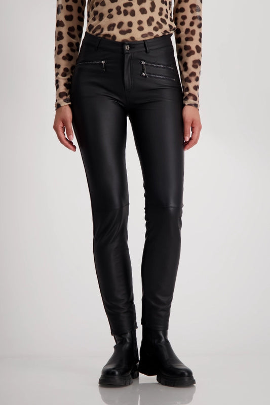 Black Leather Look Trousers